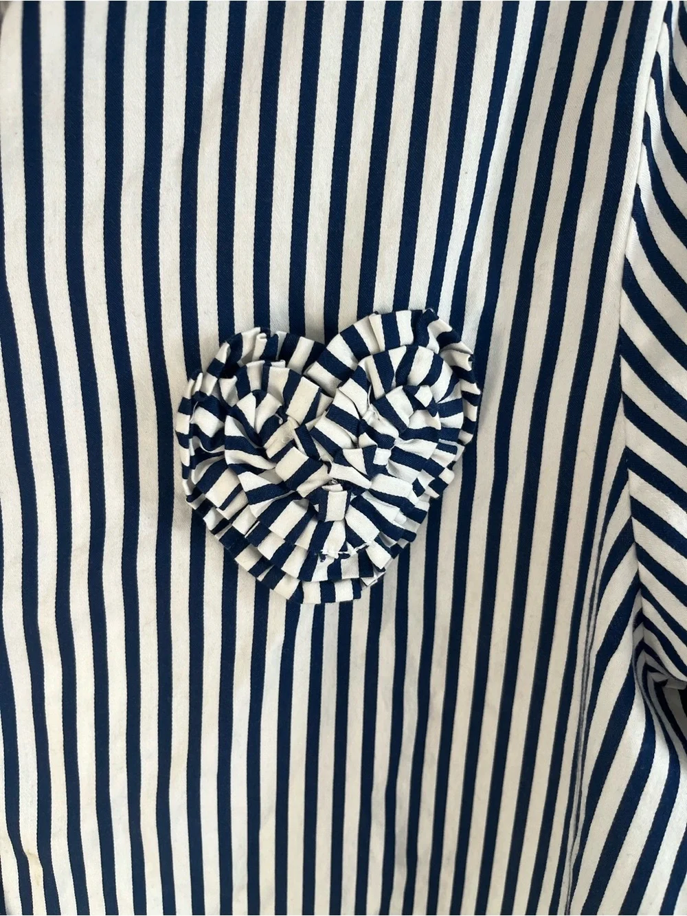Kate Spade Dream a Little Dream Navy Stripe Pajama Top Medium Heart Detail